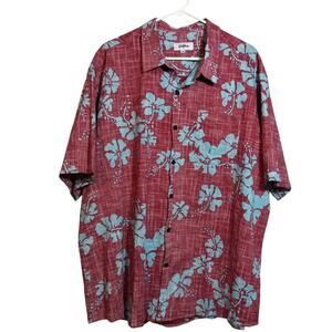 VATPAVE  Front Pocket Hawaiian Shirt Casual Floral Short Sleeve Tropic Size XXL